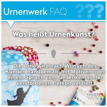 FAQ-Kampagne mit blauen Balken, einen weißen Pfeil und einen beschreibenden Text.