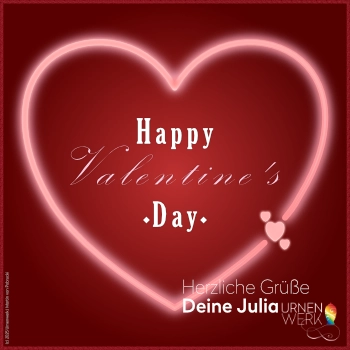 Ein großes Herz in der Mitte der Seite, dazu der Wunsch Happy Valentine's Day.