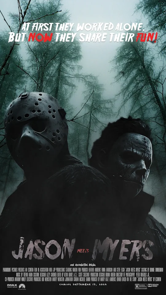 Dunkle Fan-Movie-Poster Komposition: Jason Voorhees gegen Michael Myers von Ecomtin.